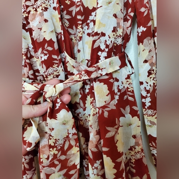 Womens Floral Boho Faux Wrap Midi Dress Size Small - Picture 7 of 16